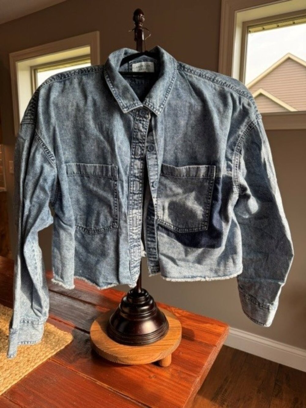 American Eagle Cropped Denim Shirt